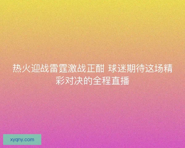 热火迎战雷霆激战正酣 球迷期待这场精彩对决的全程直播